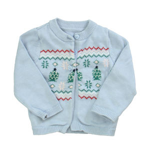 Gruner Knopf Unisex Blue Christmas Cardigan size: 12 Months
